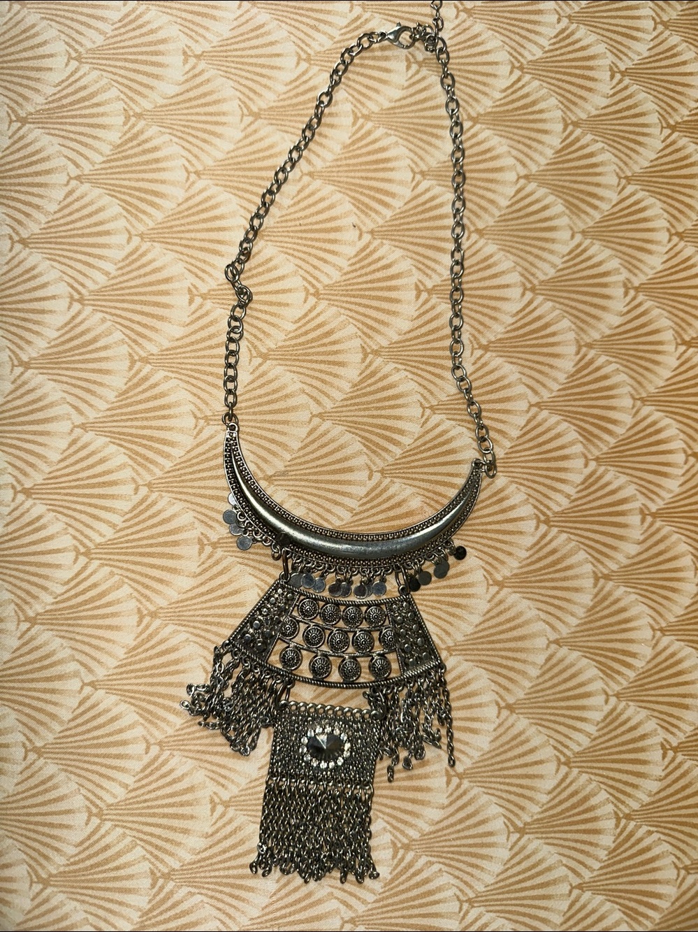 Guess Silver-Tone Boho Tassel Statement Necklace